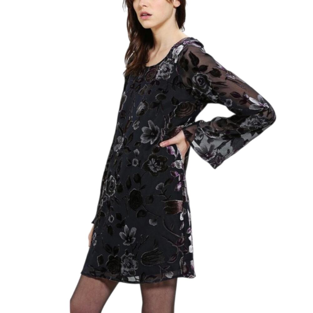 UO Burnout Velvet Floral Dress Women’s Small Whimsigoth Witchy Fairy Bell Sleeve